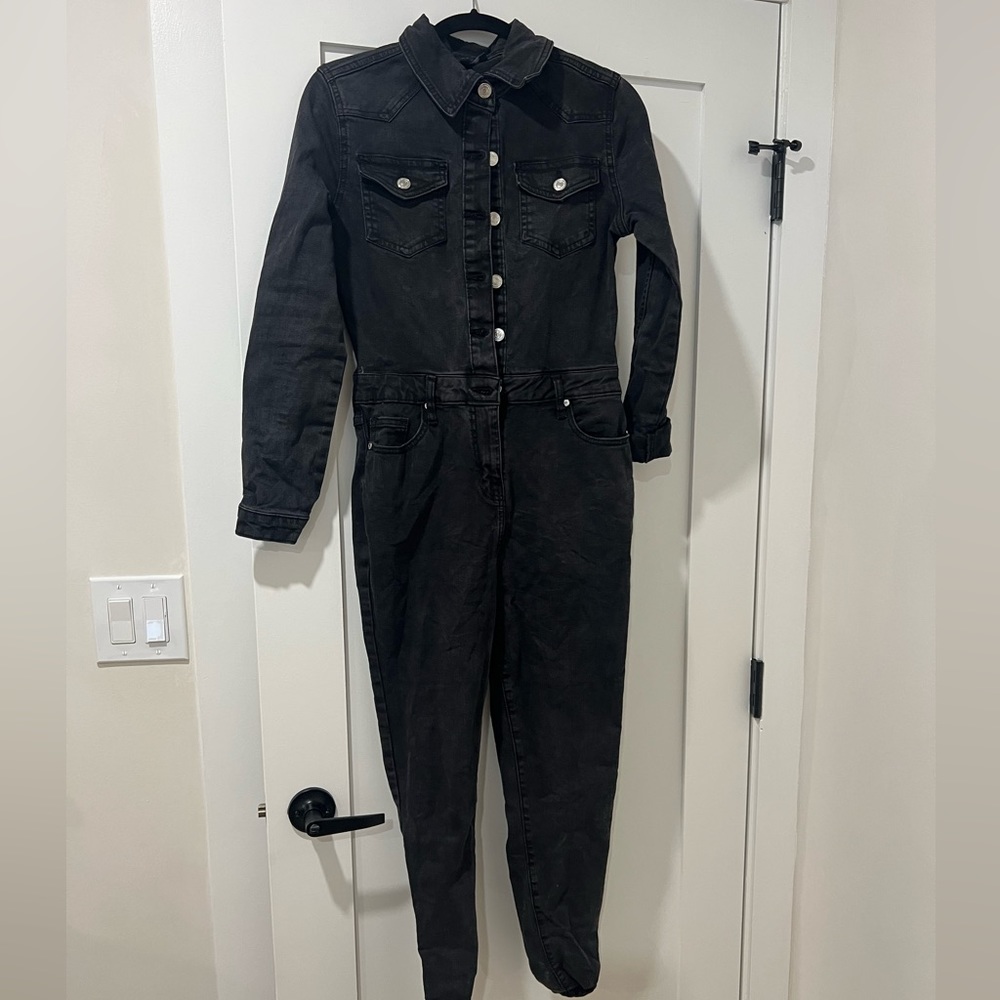 Black denim jumpsuit